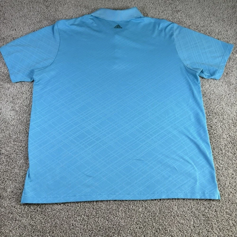 adidas Polo Shirt Mens XL Golf Athletic Light Blue Textured Grid Short Sleeve